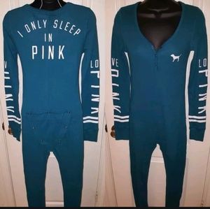 VS PINK Teal I ONLY SLEEP IN PINK XS Onesie